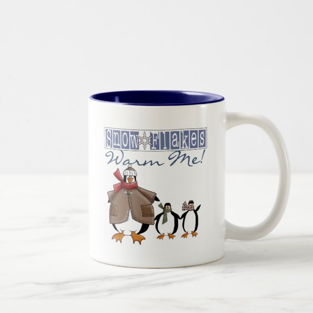 Snöflingor Warm Me Helgdag Tshirts och presenter Två-Tonad Mugg (Höger)