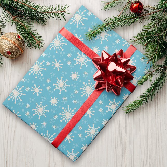 Snöflingor Whimsisk Roligt Kute Julnostalgi Presentpapper (Skapare uppladdad)