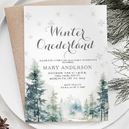 Snöflingor White Winter Onederland Birthday Inbjudningar