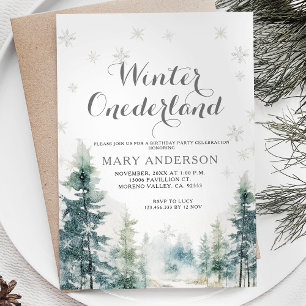 Snöflingor White Winter Onederland Birthday Inbjudningar