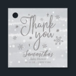 Snöflingor Winter Grått Baby Shower Tack Gåvor Etiketter<br><div class="desc">Favorittaggar för Tack i snöflingor Winter Grått Baby Shower</div>