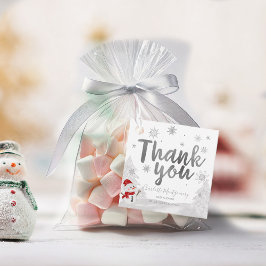 Snöflingor Winter Grått Baby Shower Tack Gåvor Etiketter