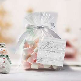 Snöflingor Winter Grått Baby Shower Tack Gåvor Etiketter