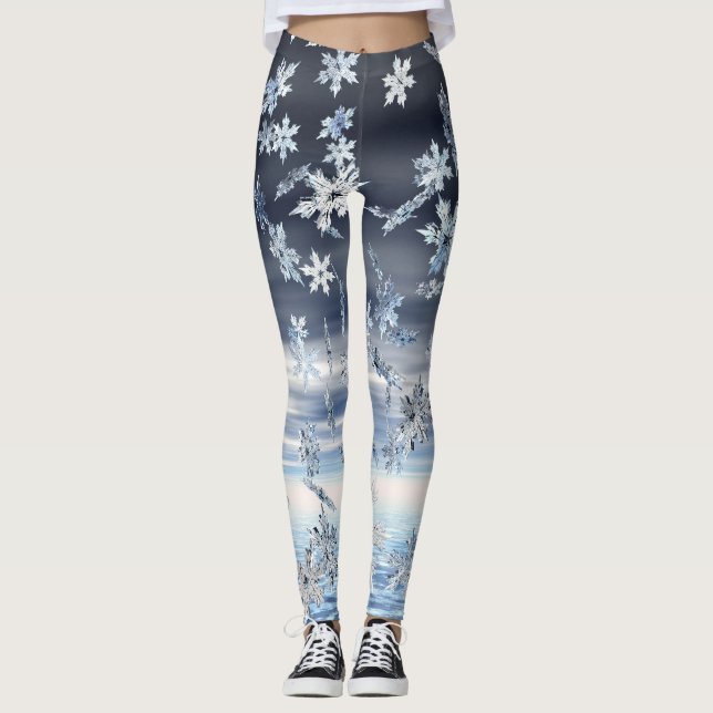 Snöflingor Winter Helgdag Leggings (Framsida)