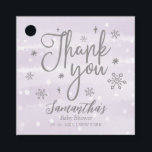 Snöflingor Winter Lila Baby Shower Tack Gåvor Etiketter<br><div class="desc">Favorittaggar för Tack för Lila av babyvy för snöflingor</div>