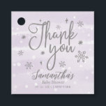 Snöflingor Winter Lila Baby Shower Tack Gåvor Etiketter<br><div class="desc">Favorittaggar för Tack för Lila av babyvy för snöflingor</div>
