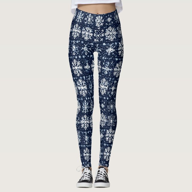 Snöflingor Winter Mönster Leggings (Framsida)