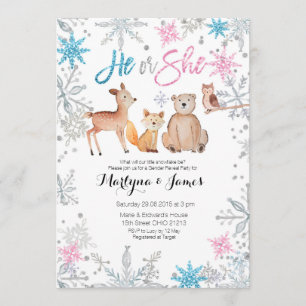 Snöflingor Woodland-genderna avslöjar inbjudan