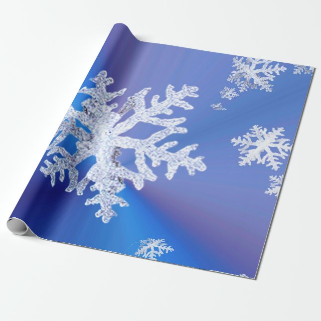 Snöflingorfotoet kommenterar inpackning av papper presentpapper (Utrullad)