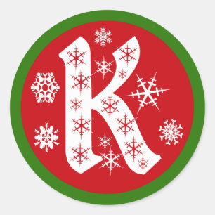 SnöflingorMonogrambrev K Runt Klistermärke