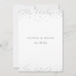 Snöflingorna Spara datumkortet i elegant Script Meddelande