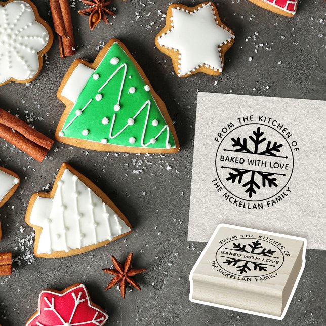 Snöflummel bakad med Kärlek vinterjulkakor Stämpel (Skapare uppladdad)