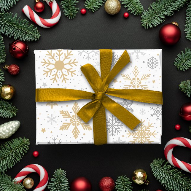 Snöflummel och jul presentpapper (Snowflake and circle Christmas Wrapping Paper)