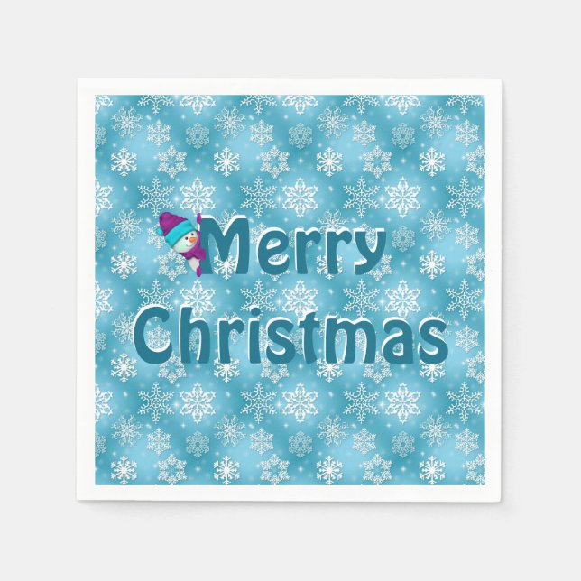 Snöflummel och snögubbar pappersservett (Framsidan)