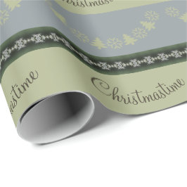 Snöflummel och Träd-mönstrad Helgdag Presentpapper