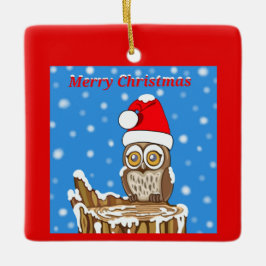 Snöflunta Uggla vid jul Julgransprydnad Keramik