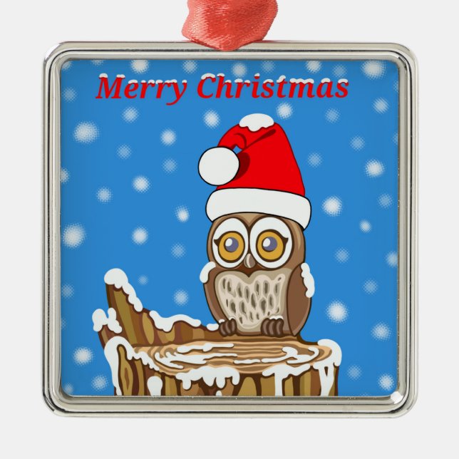 Snöflunta Uggla vid jul Julgransprydnad Metall (Framsidan)