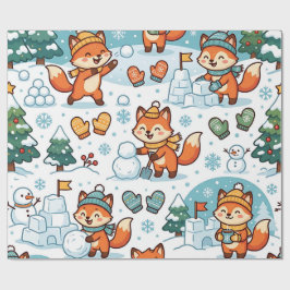 Snöfort Vinterräv Inpackningspapper Presentpapper