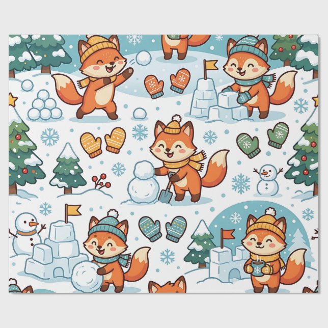 Snöfort Vinterräv Inpackningspapper Presentpapper (Platt)