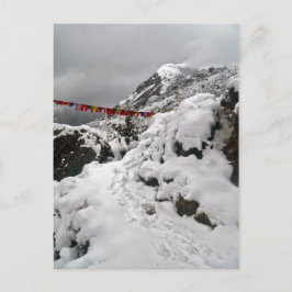 Snöfotavtryck på Himalayanberget Väg Vykort