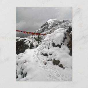 Snöfotavtryck på Himalayanberget Väg Vykort