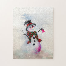 Snögal med bläckpurpussel