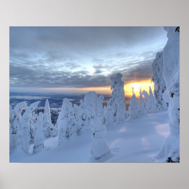 Snöghosts vid solnedgång i Whitefish Mountain Poster (Framsidan)