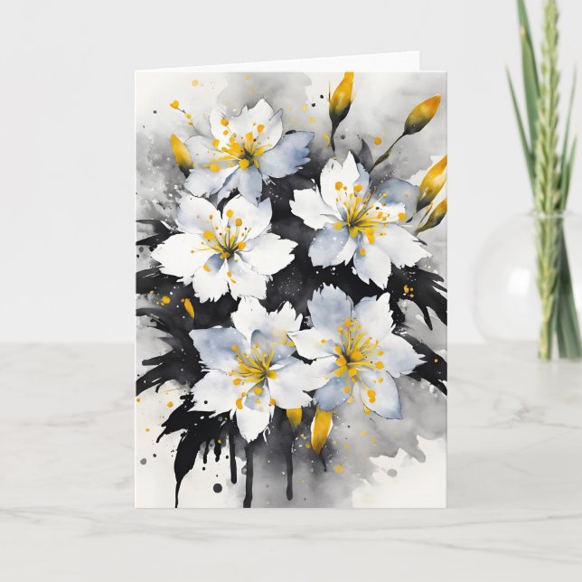 Snöglans - Akvarellblommor Kort (Framsida)