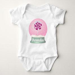 Snöglob med rolig rosa tjej och lollipop till jul t shirt