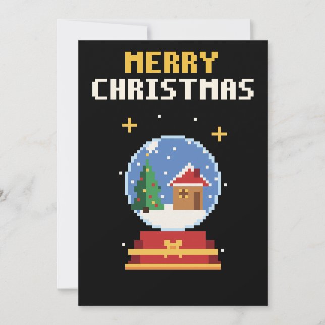 Snöglob Pixel Art Julkort (Framsida)