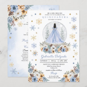 Snöglob Prinsessa Vinter Välkomnande Quinceañera Inbjudningar