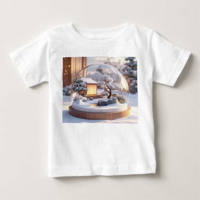 Snöglob Serenitet – Japanskt hus i vinterstil T Shirt (Framsida)