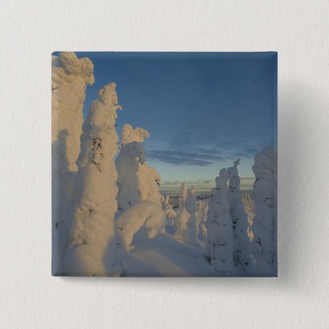 Snögraver vid solnedgång på Whitefish Mountain 2 Knapp (Framsida)