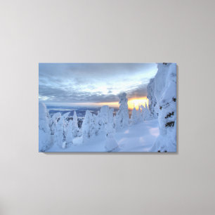 Snögraver vid solnedgång på Whitefish Mountain Canvastryck