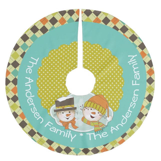 Snögubbar Argyle and Dots Anpassningsbar Helgdag T Julgransmatta Borstad Polyester (Framsidan)