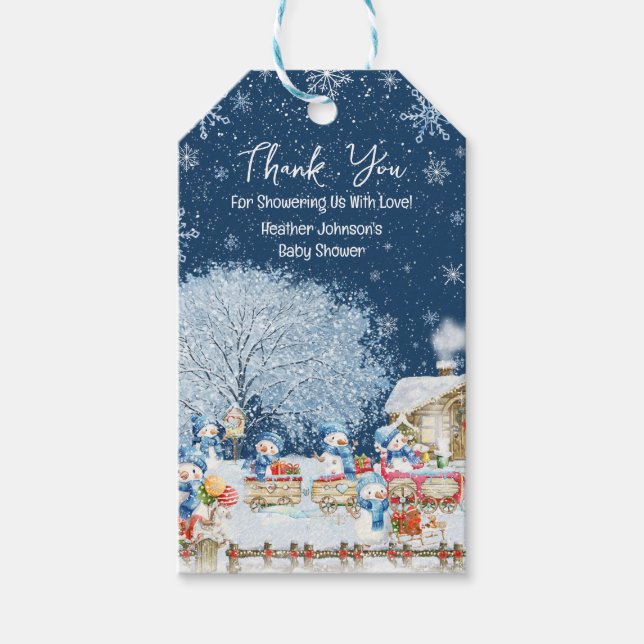 Snögubbar Baby Shower Presentetikett (Framsidan)