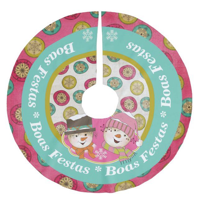 Snögubbar Boas Festas Helgdag Träd Skirt Julgransmatta Borstad Polyester (Framsidan)