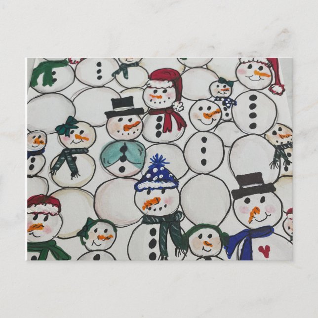 Snögubbar christmas Ornament Hand Painting snögubb Vykort (Framsida)