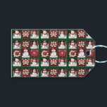 Snögubbar Collage Presentetikett<br><div class="desc">Späda snögubbar i hattar och halsdukar,  som är sammanflätade med vita blommor och grenar mot gröntens bakgrund,  skapar en roligtens kollage som är perfekt för dina helgdag.</div>