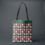 Snögubbar Collage Tygkasse<br><div class="desc">Cute-snögubbar i hattar och halsdukar,  som är sammanflätade med vita blommor och grenar mot gröntens bakgrund,  skapar en roligt som är perfekt på den här helgdag till säcken. Anpassa med ditt namn i ett grönt-band överst.</div>
