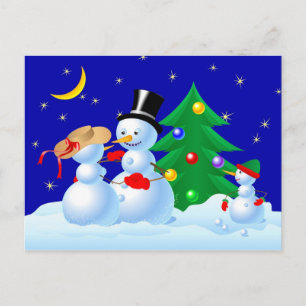 Snögubbar Dancing Vykort