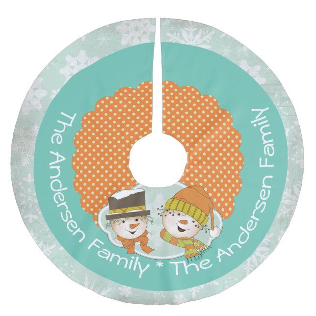 Snögubbar Dots och Snöflingor Helgdag Träd Skirt Julgransmatta Borstad Polyester (Framsidan)