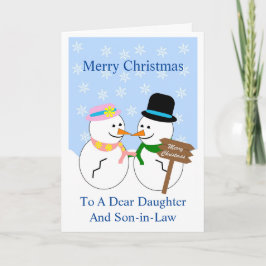 Snögubbar Dotter och son i Julkort Helgkort