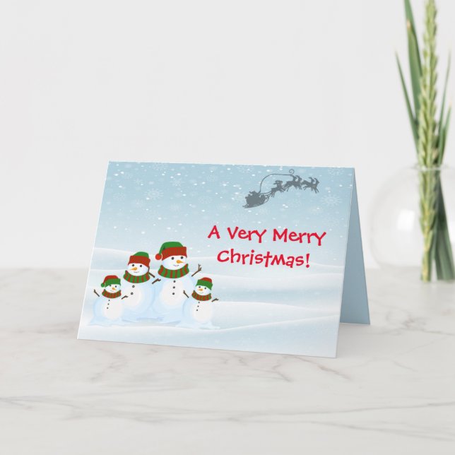 SNÖGUBBAR FAMILJ CHRISTMAS CARD TACK KORT (Framsida)