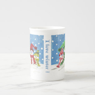 Snögubbar-familjen Bone China mugg Benporslin Mugg