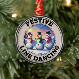 Snögubbar Festive Line Dancing Julgransprydnad Metall