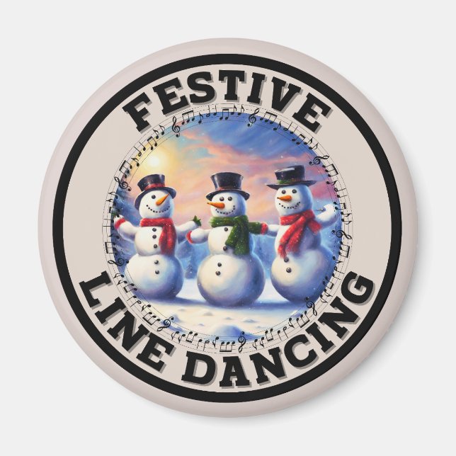 Snögubbar Festive Line Dancing Magnet (Framsidan)