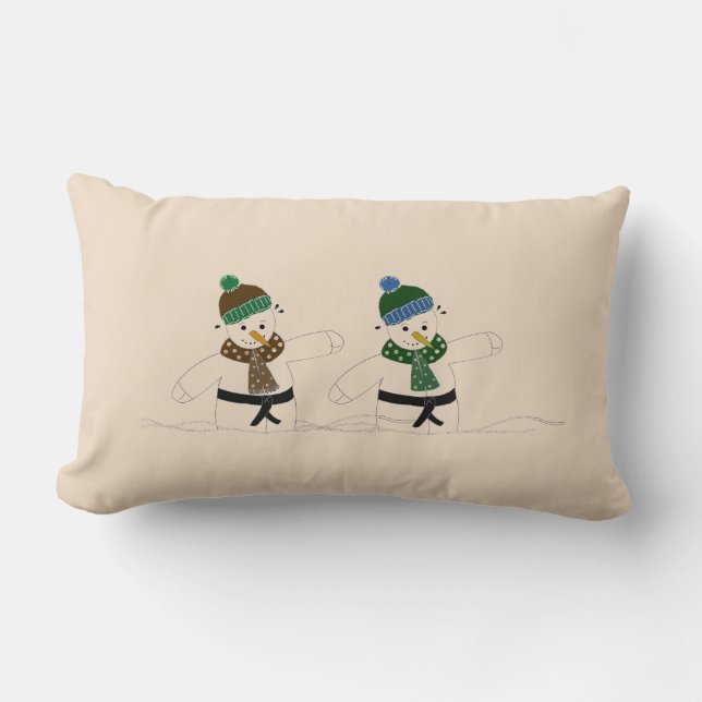 Snögubbar för blandade martialkonst lumbarkudde (Framsida)