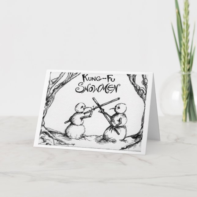 Snögubbar för kung fu helgkort (Framsida)
