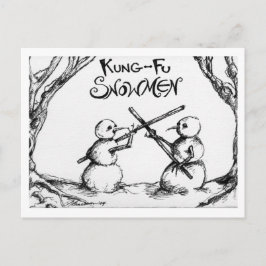Snögubbar för kung fu vykort